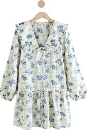 Next Minikleid Gestuftes Boho-Minikleid mit Rüschenkragen