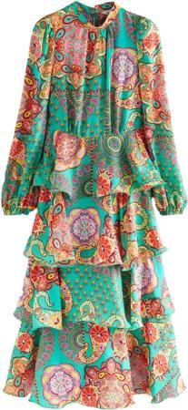 Next Maxikleid N. Premium gestuftes Boho-Maxikleid,