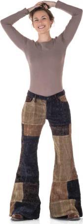 Comycom Schlaghose Damen Cord Patchwork braun