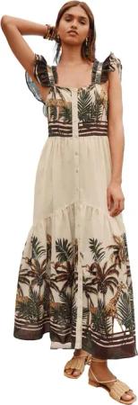 Next Maxikleid Gestuftes Boho-Maxikleid mit Flatterärmeln