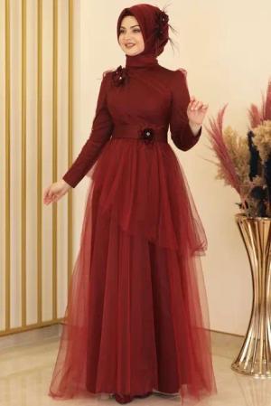 Modavitrini Tüllkleid Damen Abendkleid Abiye Abaya