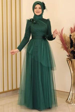 Modavitrini Tüllkleid Damen Abendkleid Abiye Abaya