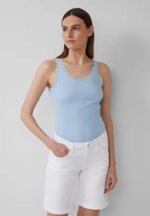 s.Oliver Shirttop Geripptes Slim-Fit-Tanktop mit Spitze