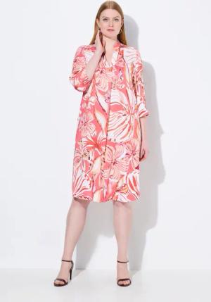 Ulla Popken Midikleid Kleid Blätter A-Linie