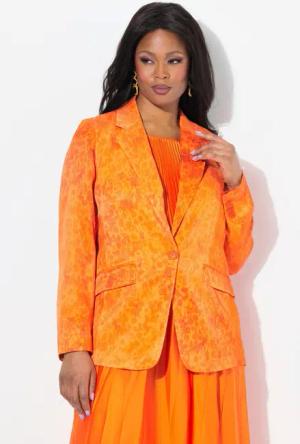 Ulla Popken Blusenblazer Satin-Blazer gemustert Reverskragen