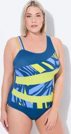 Ulla Popken Badeanzug Badeanzug Colorblocking 3er-Träger