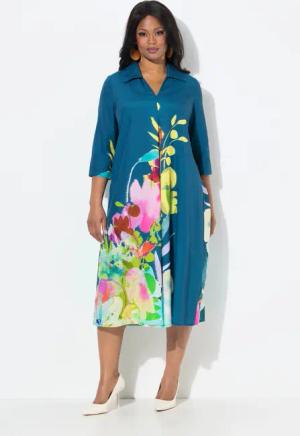 Ulla Popken Midikleid Midikleid Blüten A-Linie