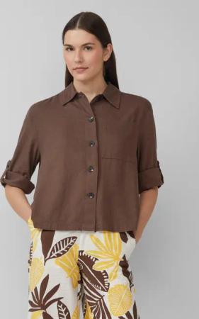 s.Oliver Langarmbluse Hemdbluse aus Leinenmix