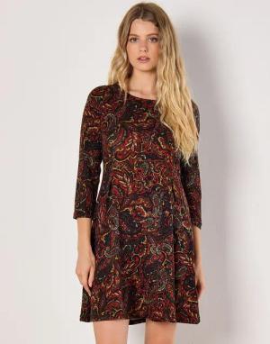 Apricot Skaterkleid Minikleid, mit Paisleymuster