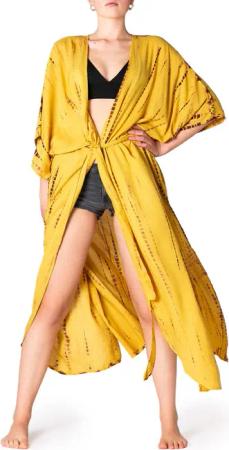 PANASIAM Tunikakleid Damen Kimono Maxi Strandkleid