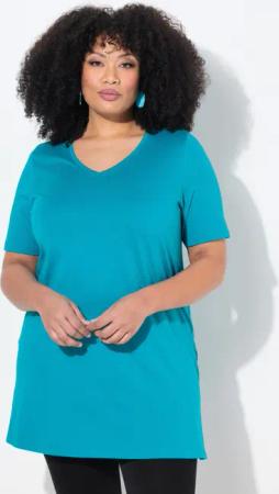 Ulla Popken Longshirt Longshirt A-Linie V-Ausschnitt