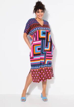 Ulla Popken Midikleid Jerseykleid grafischer Druck
