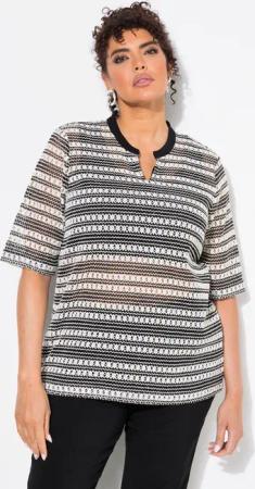 Ulla Popken Sweatshirt Shirt Strick-Streifen Rundhals