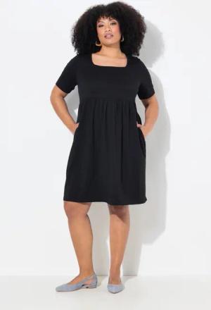 Ulla Popken Jerseykleid Kleid A-Linie Carree-Ausschnitt