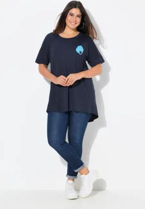 Ulla Popken T-Shirt T-Shirt Rückendruck Oversized