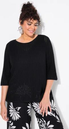 Ulla Popken Strickpullover Pullover Ajourmuster U-Boot-Ausschnitt