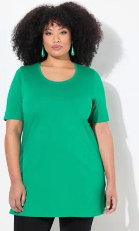 Ulla Popken Longshirt Longshirt A-Linie Rundhalsausschnitt