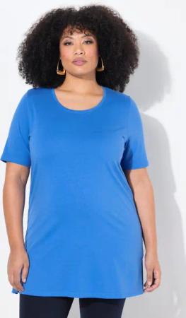 Ulla Popken Longshirt Longshirt A-Linie Rundhalsausschnitt