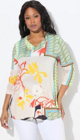 Ulla Popken T-Shirt Slinky-Shirt Patchdruck A-Linie