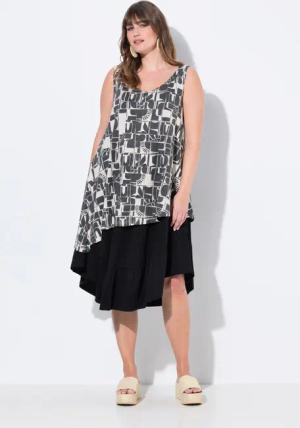 Ulla Popken Jerseykleid Jerseykleid Sonnen V-Ausschnitt