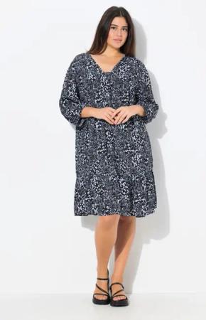 Ulla Popken Midikleid Kleid Volantsaum A-Linie