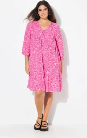 Ulla Popken Midikleid Kleid Volantsaum A-Linie