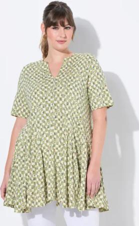 Ulla Popken T-Shirt T-Shirt Tunika-Ausschnitt Halbarm