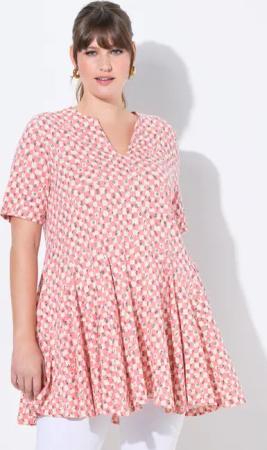 Ulla Popken T-Shirt T-Shirt Tunika-Ausschnitt Halbarm