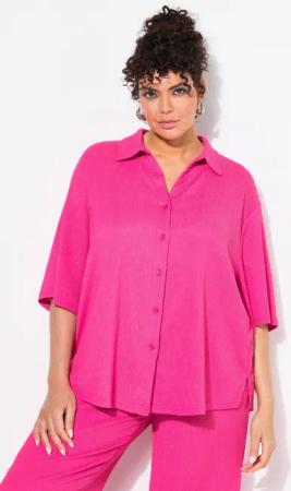 Ulla Popken Hemdbluse Bluse Struktur Hemdkragen