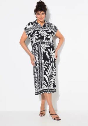 Ulla Popken Maxikleid Midikleid Oversized Hemskragen