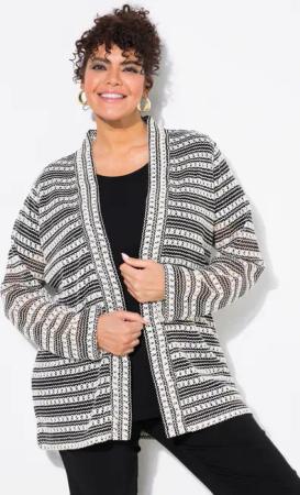 Ulla Popken Sommerjacke Strickjacke Strick-Streifen offene
