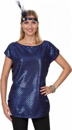 Metamorph T-Shirt Pailletten-Shirt blau Ein Longshirt