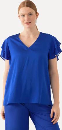 Ulla Popken Druckbluse Blusenshirt V-Ausschnitt doppelte