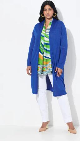 Ulla Popken Langjacke Long-Strickjacke offene Form