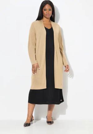Ulla Popken Langjacke Long-Strickjacke offene Form