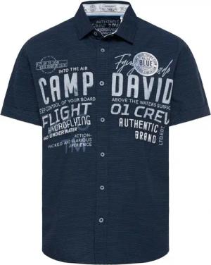 CAMP DAVID Kurzarmhemd Streifenhemd mit Label-Stickereien