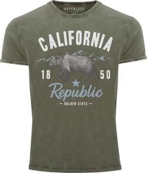 Neverless Print-Shirt Herren Vintage Shirt California