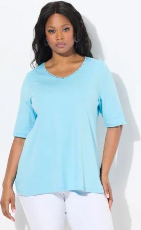 Ulla Popken T-Shirt T-Shirt A-Linie V-Ausschnitt