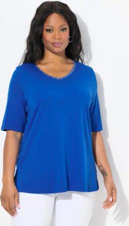Ulla Popken T-Shirt T-Shirt A-Linie V-Ausschnitt