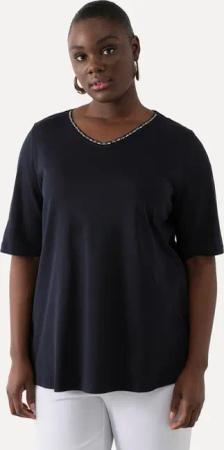 Ulla Popken T-Shirt T-Shirt A-Linie V-Ausschnitt