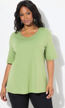 Ulla Popken T-Shirt T-Shirt A-Linie V-Ausschnitt