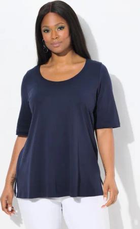 Ulla Popken T-Shirt T-Shirt A-Linie Rundhals