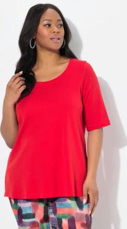 Ulla Popken T-Shirt T-Shirt A-Linie Rundhals