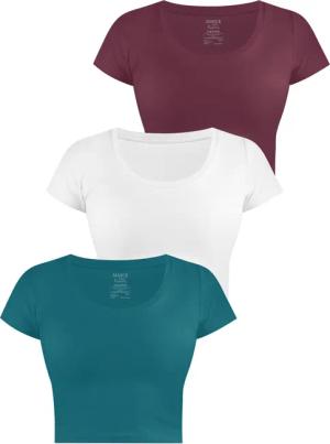 Janice Kurzarmshirt 3 x Damen crop