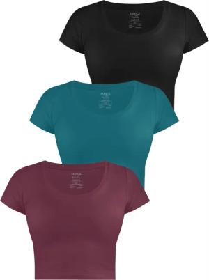 Janice Kurzarmshirt 3 x Damen crop