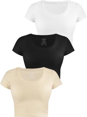 Janice Kurzarmshirt 3 x Damen crop
