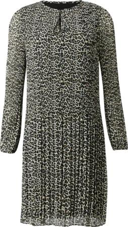 Comma Minikleid Plissiertes Chiffon-Kleid mit Leo-Print