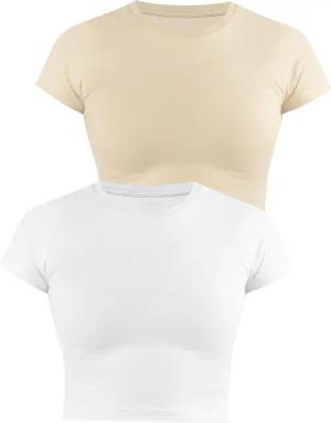 Janice Kurzarmshirt 2 x Damen crop