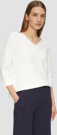 s.Oliver 3/4-Arm-Shirt Strukturiertes Jersey-Sweatshirt mit V-Ausschnitt