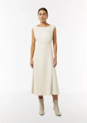 Comma Maxikleid Midi-Kleid in Lederoptik mit
